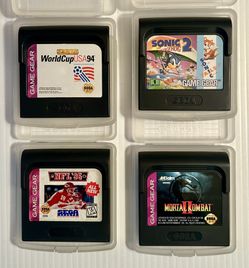 Vtg Sega Game Gear Games Lot of 4 World Cup Sonic Mortal Combat NFL95