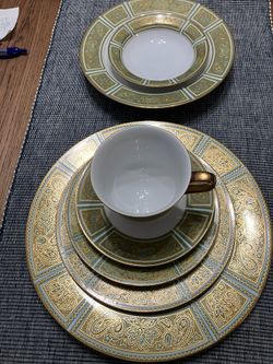 Sango Villa Medici Green Blue Paisley, 7 Piece place setting This listing is only for 1 place setting