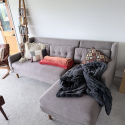 FREE West Elm Grey Pebble Weave Shale Sectional Sofa