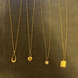 Gold tone Chains With Charms Pendants 