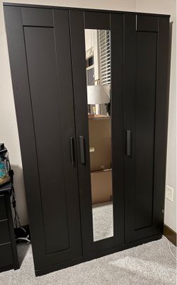 Ikea Wardrobe with 3 doors, black, 46x19 3/4x74 3/4 "
