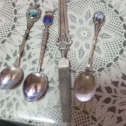 So. 3 Cucharas 1 Lijador De Uñas  Todo Es Sterling Silver 925  Son 56 Gramos