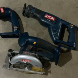 Ryobi Battery Operated Tool Set 2 Tools 1 Light 