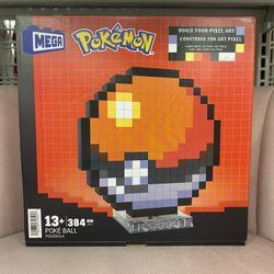 WB Mega Bloks - Pokemon Classic Poke Ball, Pixel Art, 342 Piece Building Toy Set