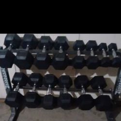 Weights Rubber Pairs 330 Lb With Rack 