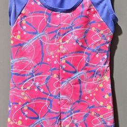 Cat & Jack Medium 8 Pink Scribbles Gymnastics Biketard Leotard w/ Shorts Bottom
