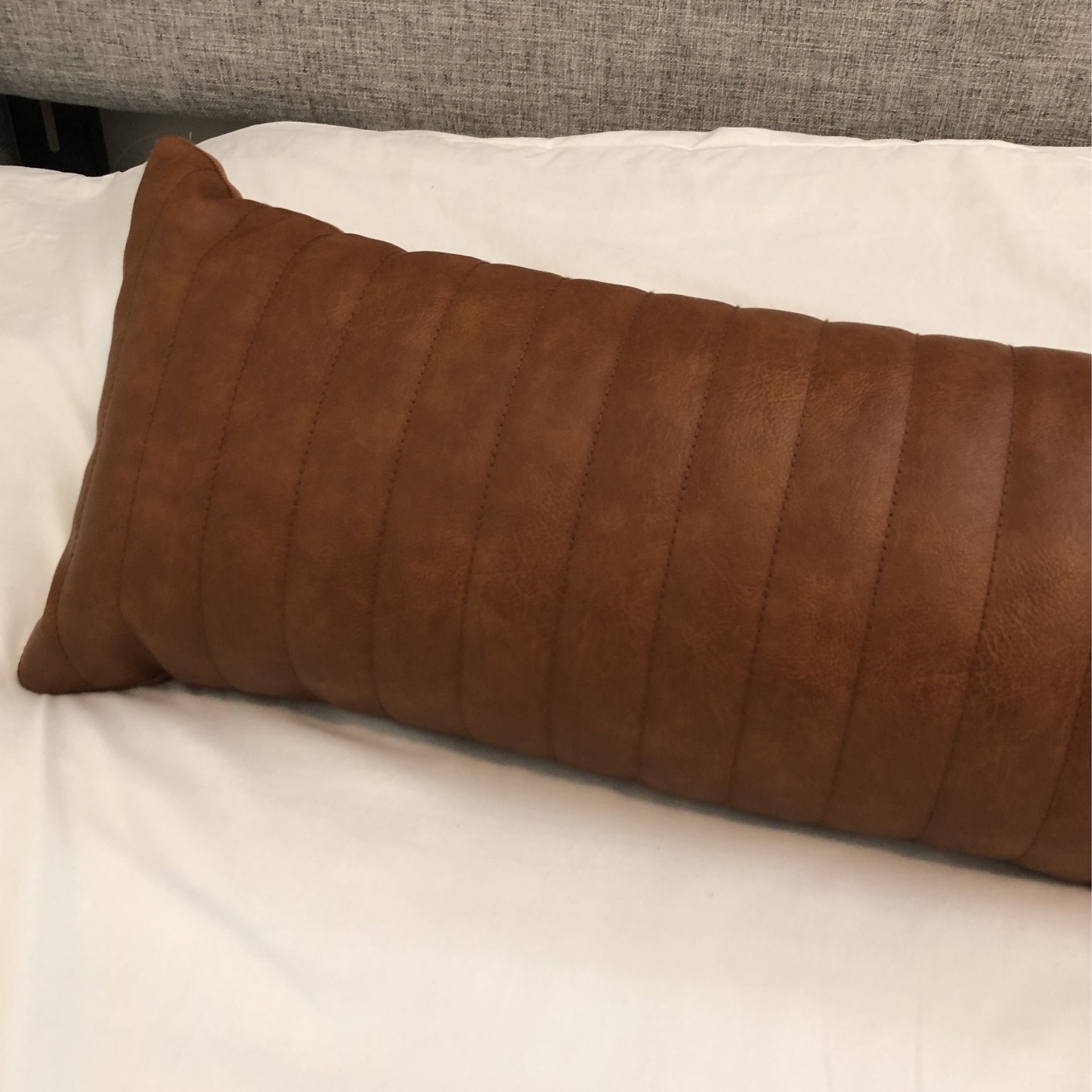 Brown Faux Leather Lumbar/ Body Pillow - Project 62