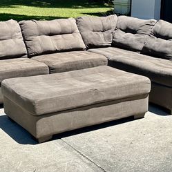 Gray Sectional With Ottoman - Delivery Available 