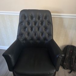 High Back Traditional Tufted Black Leather Side Reception Chair - by Flash Furniture