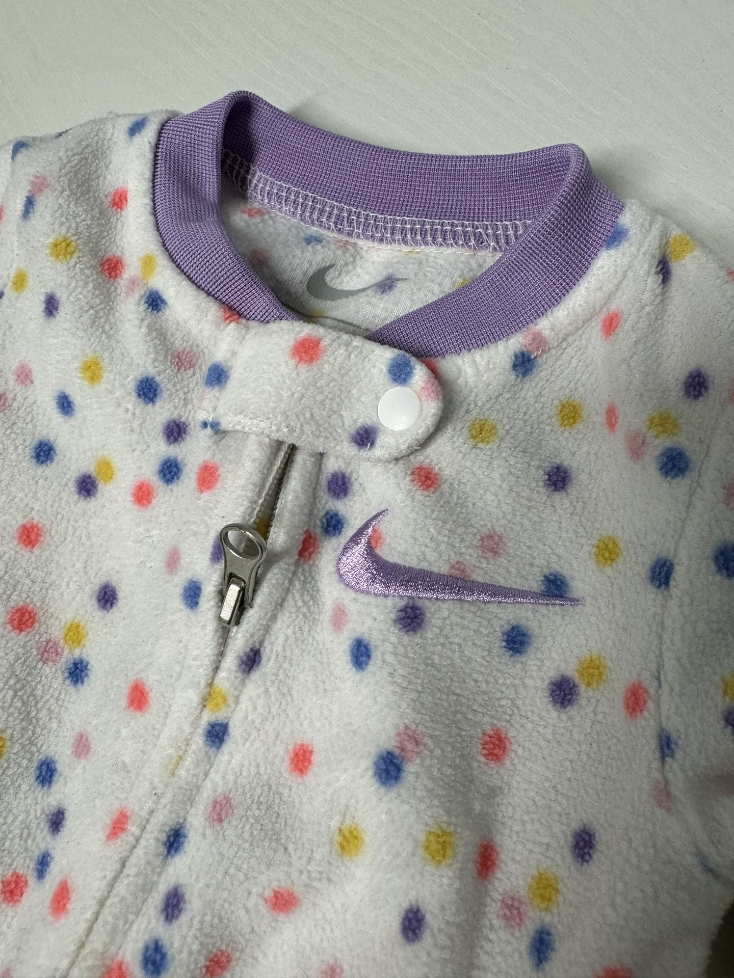 Nike Footed Purple Dot Fleece Pajama, Newborn 