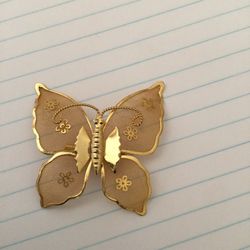 Butterfly Pin  - Gold Plated - Approx 2 Inches Long