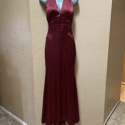 Long Burgundy Backless Dress SMALL