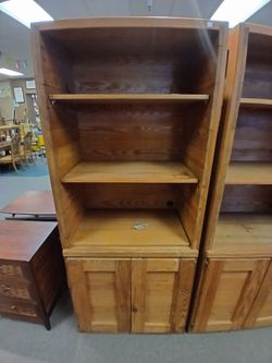 Solid Wood Bookcase with Cabinet