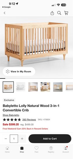 Babyletto Lolly Natural Wood Crib