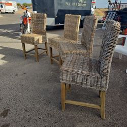 4 Solid Wicker Bar Stools