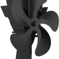 Log Burner Fan,Xoali 5 Blade Stove Fan with Thermometer,Silent Operation Fan for Wood Burning Stove with Heat Circulation and Heat Powered,Eco Friendl