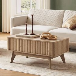 PD1004 Brooklyn Coffee Table, Lift Top Coffee Tables for Living Room, Mid Century, Modern Farmhouse Center Table with Lifting Top & Hidden Storage, Fl