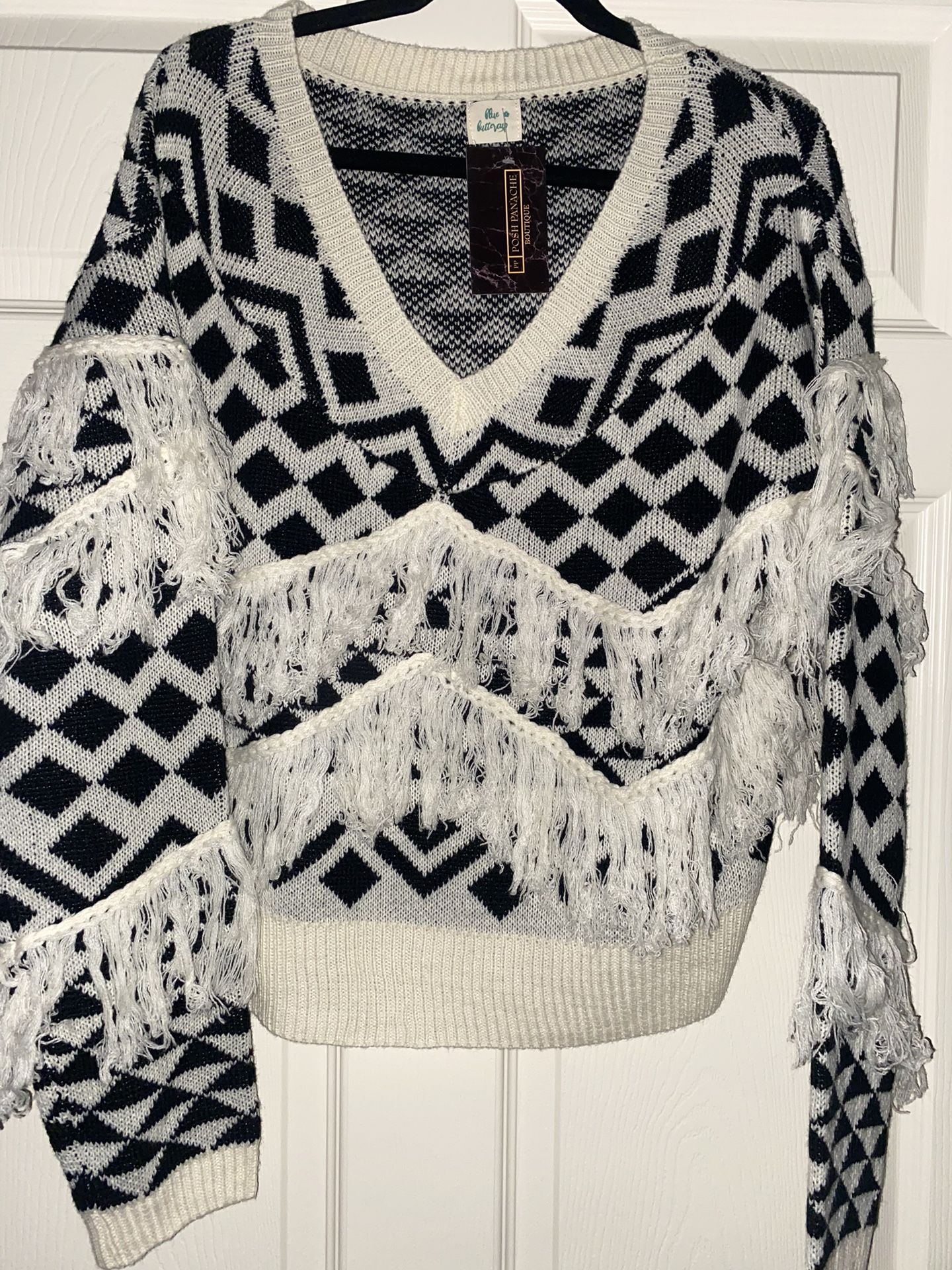 New Boutique Western Fringe Sweater