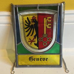 Vintage French Stained Glass Window 
