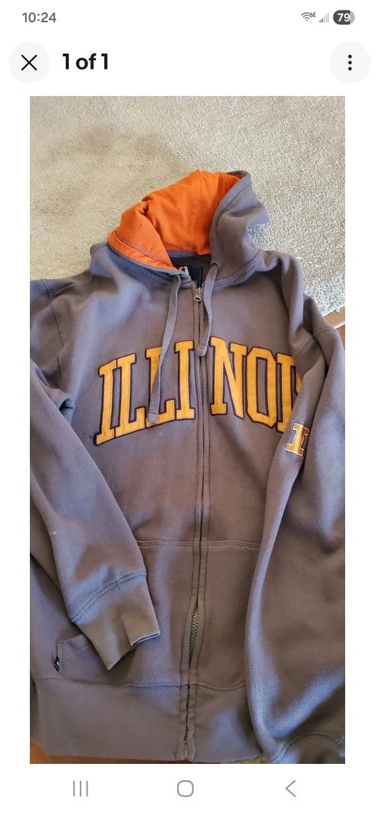 FIGHTING ILLINI MENS HOODIE MEDIUM