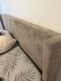 Beige Corduroy Upholstered king bed frame
