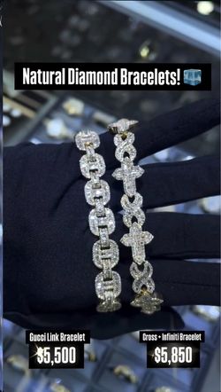 10K 4.59CT Natural Diamonds Gucci Link Bracelet