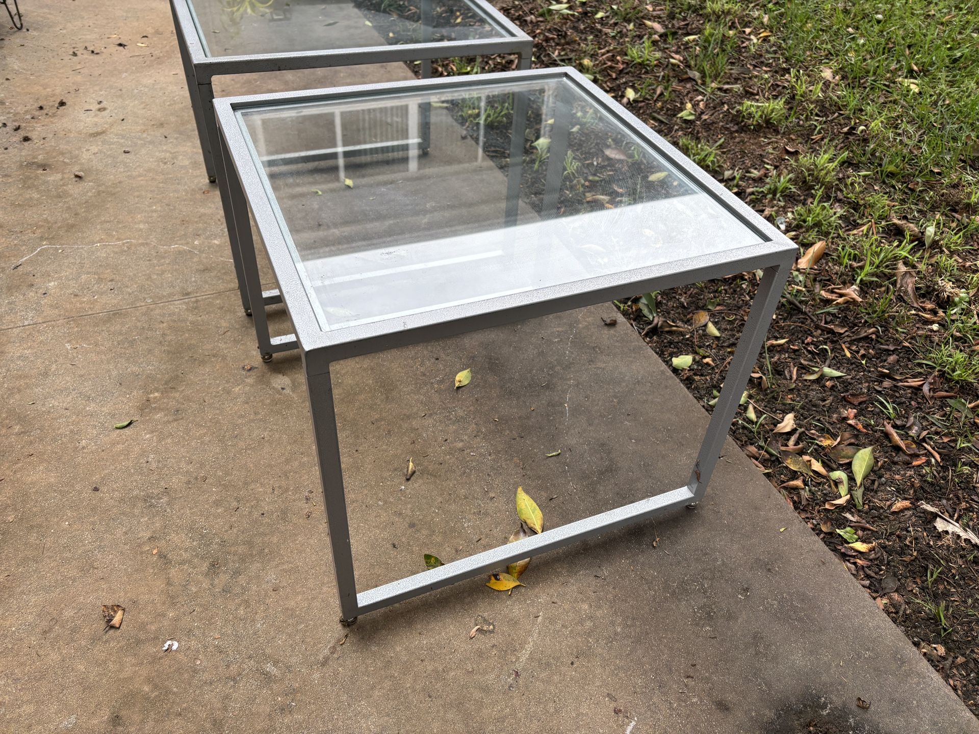 Metal Coffee/Side Table With Glass Top