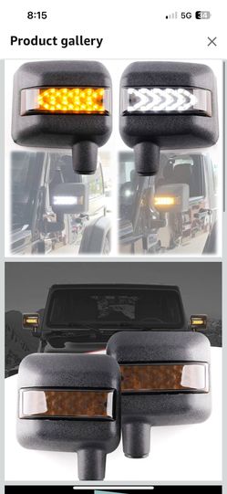 LED Side Mirror with Amber Sequential Turn Signal Lights and White Daytime Running Lights Fit for Jeep Wrangler JK JKU 2007-2018 (1 Pair)