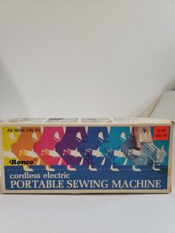 1972 Vintage Ronco Cordless Hand Held Portable Sewing Machine, preowned