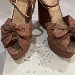 Charlotte Olympia Glitter Copper Wedges 9w