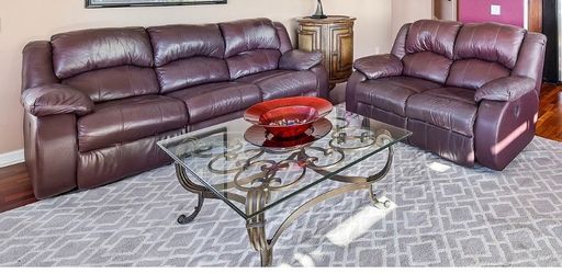 Dark Brown Leather Reclining Sofa and Chair Set