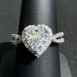 10k white gold 0.5CTW Natural Diamond Heart Engagement ring sz 7
