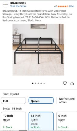 New IDEALHOUSE 14 Inch Queen Bed Frame with Under Bed Storage