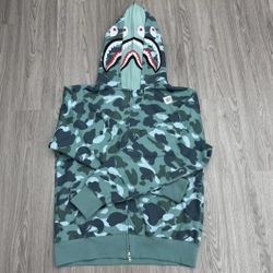 🌎 EARTH GREEN ABC CAMO BAPE HOODIE! A Bathing Ape SHARK 2.0 DOUBLE VERSION HOODIE! 