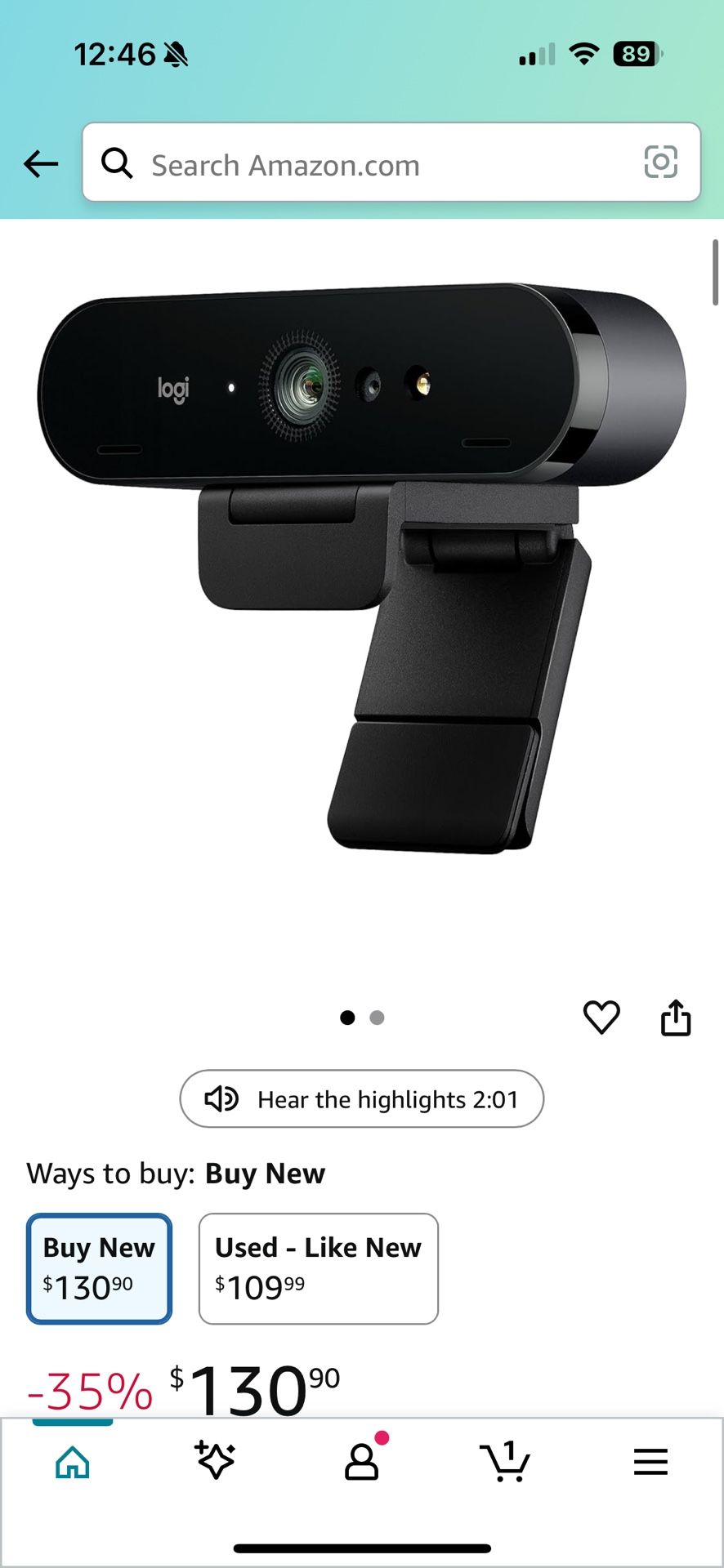 Logitech Bio Camera For Computer 