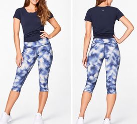 Lululemon Wunder Under Hi Rise Blue Print Crop Size 4