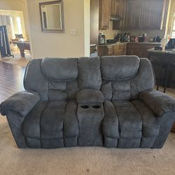 OBO-Recline Love Seat With Charging Console
