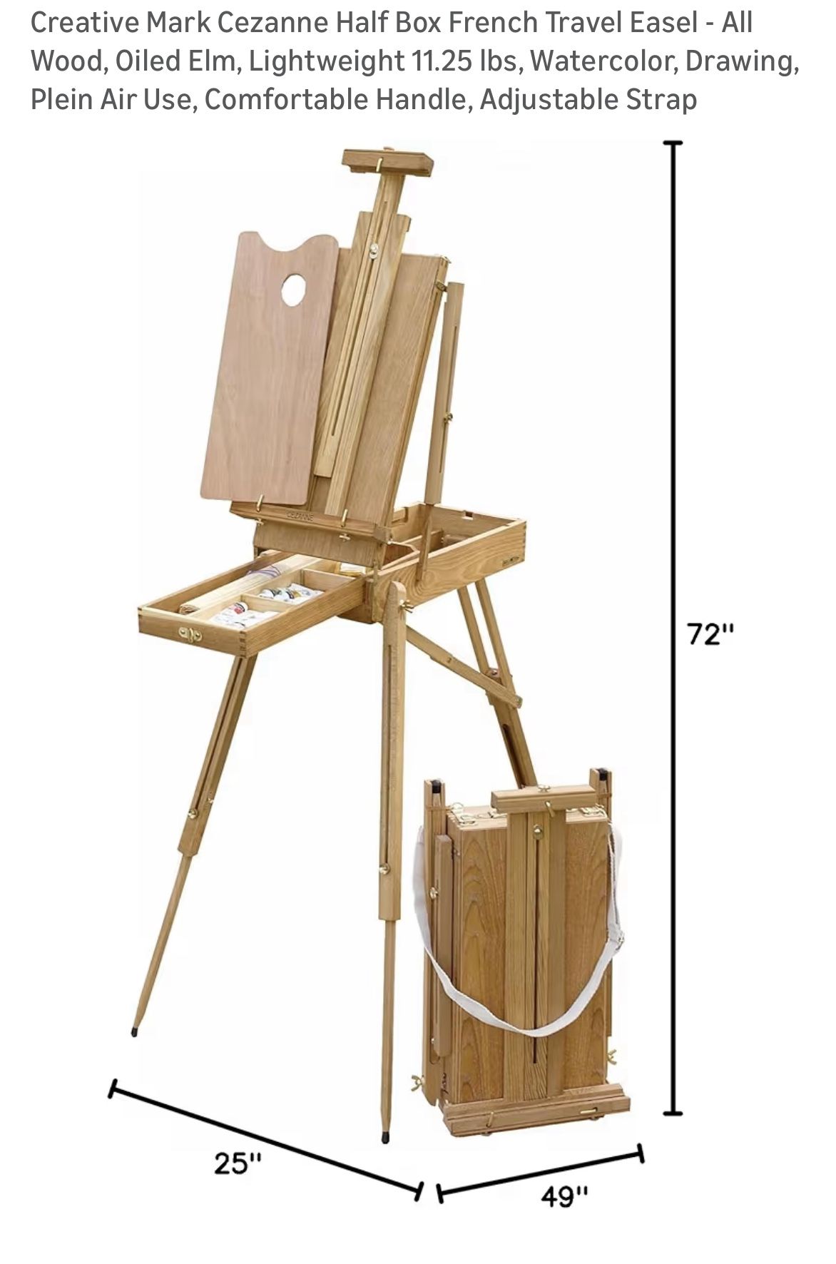 Brand New (no box) Creative Mark Cezanne Half Box French Travel Easel - All Wood