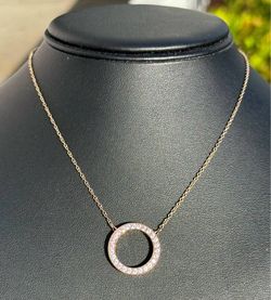 .925 sterling silver Pandora Timeless Sparkling Cubic Zirconia Logo Pavé Circle Collier Necklace rose gold plated 21.00” 1.40mm