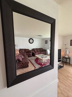 Square wood frame mirror