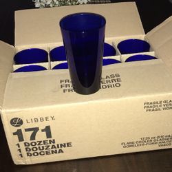 12 LIBBEY 17.25oz. COBALT BLUE FLARE COOLER GLASSES. (make a offer)