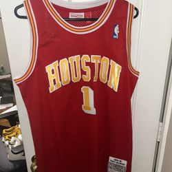 Tracy McGrady Mitchell and ness size L Houston Rockets red NBA jersey 