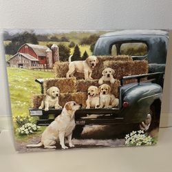Green Truck Pups Picture Frame