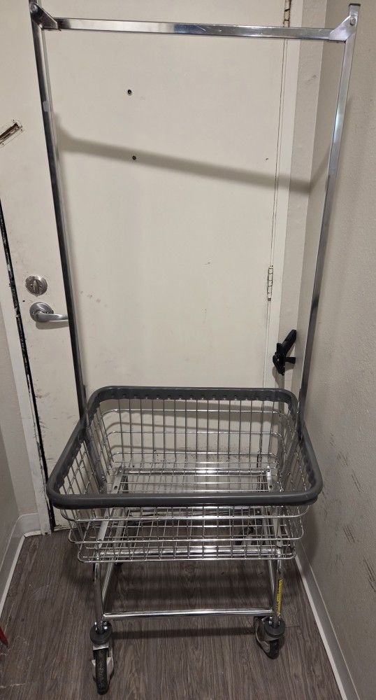 R&B Rolling Wire Laundry Cart Pole Rack.