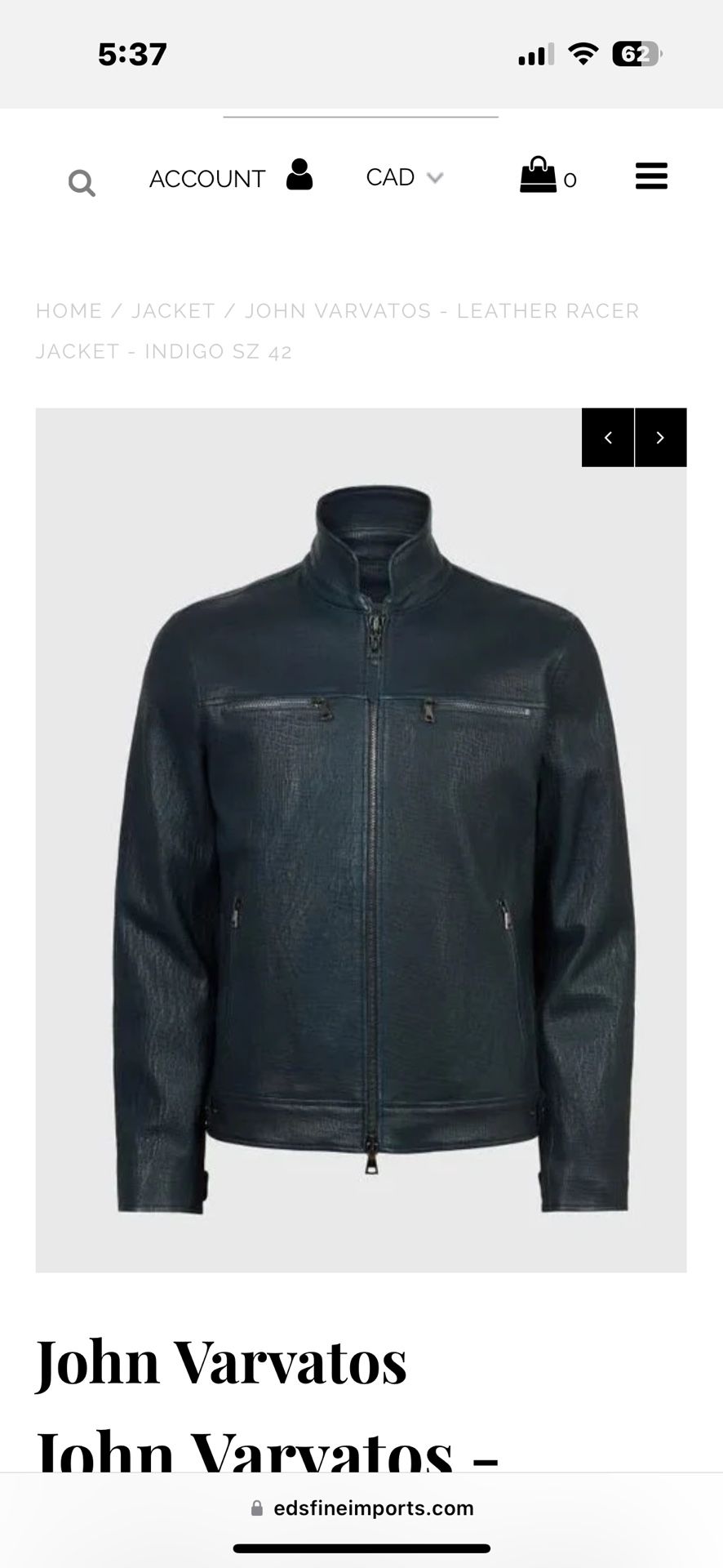 Brand New John Varvatos Leather Jacket