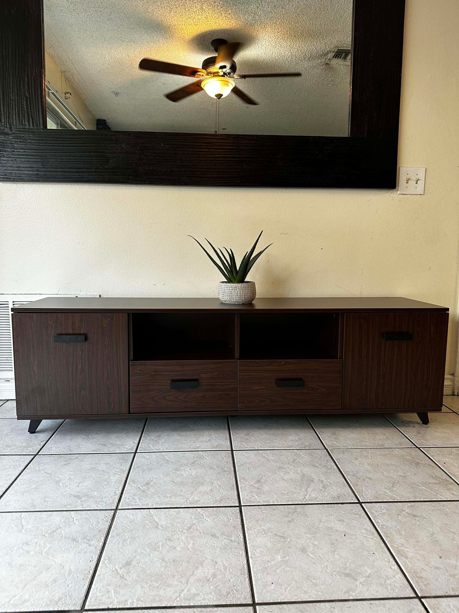 65” MAHOGANY TV STAND.