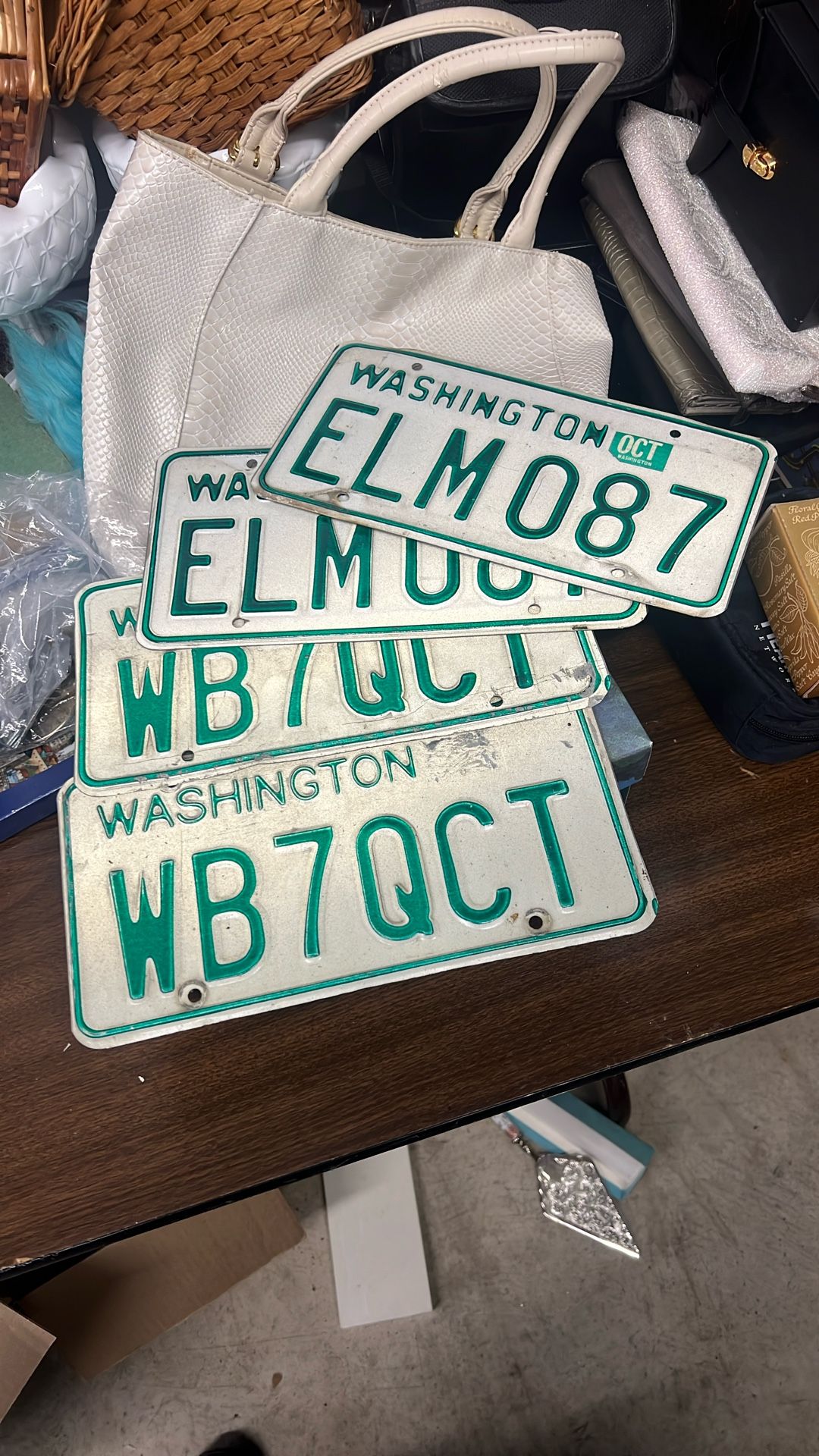 4 Vintage License Plates