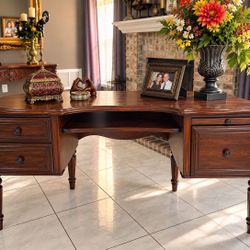Ashley Exton Square Half-Round Secretary Desk / Console – Mahogany Finish