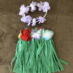 American Girl Or Any 18 inch doll size Hula skirt and lei