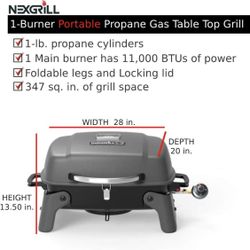 Nexgrill 1-Burner Portable Propane Gas Table Top Grill in Black 